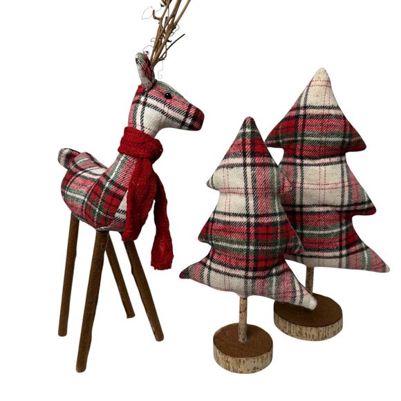 Christmas Holiday Trees and Reindeer Tartan Fabric Indoor  Decoration - Picture 5 of 5